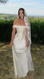 Vintage Off Shoulder Wedding Dress - Ivory Sheath Bridal Gown with HZ0307
