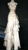 Vintage Silver White Prom Dresses Ruffles Dance HZ0307