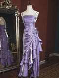 Vintage Spaghetti Straps Party Dress, High Low Evening Prom HZ0307