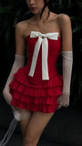Vintage Strapless Red Homecoming Dresses With Bow, HZ0307
