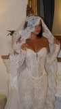 Vintage Two Pieces Mermaid Wedding Dresses Lace Bodycon Bridal Dress, HZ0307