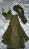 Vintage Two Pieces Olive Green Chiffon Prom Dresses Lace Beaded Appliques Evening Party HZ0307