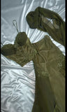 Vintage Two Pieces Olive Green Chiffon Prom Dresses Lace Beaded Appliques Evening Party HZ0307