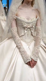 Vintage Wedding Dresses Appliques Lace Satin Bridal HZ0307
