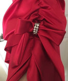 Vintage Women Dresses Halter Red Long Prom Dresses V-Neck Sexy Party HZ0307
