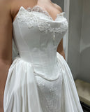 Vintage Lace Satin Wedding Dresses, HZ0307