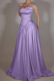 Vintage Off White Strapless Wedding Dress, Pearl Beaded Satin A-line Prom HZ0307