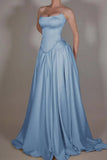 Vintage Off White Strapless Wedding Dress, Pearl Beaded Satin A-line Prom HZ0307