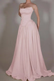 Vintage Off White Strapless Wedding Dress, Pearl Beaded Satin A-line Prom HZ0307