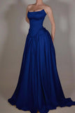 Vintage Off White Strapless Wedding Dress, Pearl Beaded Satin A-line Prom HZ0307