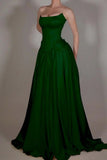 Vintage Off White Strapless Wedding Dress, Pearl Beaded Satin A-line Prom HZ0307