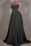 Vintage Off White Strapless Wedding Dress, Pearl Beaded Satin A-line Prom HZ0307