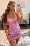 Cross Back Bodycon Sequin Homecoming HZ0307