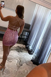 Cross Back Bodycon Sequin Homecoming HZ0307