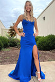 LTP1596,Royal Blue Mermaid Satin Long Prom Evening HZ0307