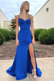 LTP1596,Royal Blue Mermaid Satin Long Prom Evening HZ0307