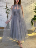 LTP1786,Grey Tulle A-Line Homecoming Dresses, Sleeveless Prom Dress with HZ0307