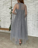 LTP1786,Grey Tulle A-Line Homecoming Dresses, Sleeveless Prom Dress with HZ0307