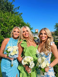 White Blue Floral Prom Dress - A-Line Long Evening HZ0307