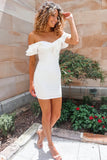 White Bodycon Homecoming Dresses Mini Party Gown, HZ0307