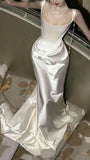 White Bodycon Wedding Dresses, Sleeveless Pleated Bridal Gown, HZ0307