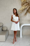 White Floral Chiffon Short Homecoming Wedding HZ0307