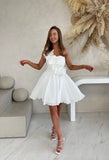 White Floral Chiffon Short Homecoming Wedding HZ0307