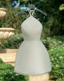 White Halter Homecoming Dresses Sequin Tight Mini Dress, HZ0307