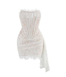 White Lace Homecoming Dresses Bodycon Mini Party Gown, HZ0307