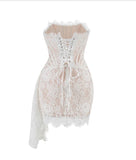 White Lace Homecoming Dresses Bodycon Mini Party Gown, HZ0307