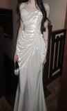 White Spaghetti Straps Party Dresses Pleated Senior Formal Prom Dress Debs HZ0307