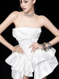White Strapless Homecoming Dresses Simple Wedding Party HZ0307