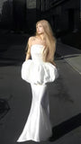 White Strapless Long Prom Dresses Sleeveless Party HZ0307