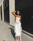 White Strapless Ruffles Chiffon Homecoming Dresses, HZ0307