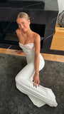 White Strapless Sheath Long Prom Dress Elegant Party HZ0307