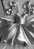 White Sweetheart Homecoming Dresses A-line Satin Sparkle Party Dress HZ0307
