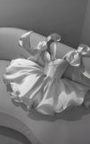 White Sweetheart Homecoming Dresses A-line Satin Sparkle Party Dress HZ0307