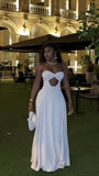 White Sweetheart Party Dress, Sleeveless Evening Gown HZ0307
