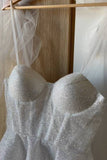 White Sweetheart Sequin A-Line Homecoming Dresses, HZ0307