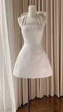 White Tie Halter Homecoming Dresses Mini School Dance Party HZ0307