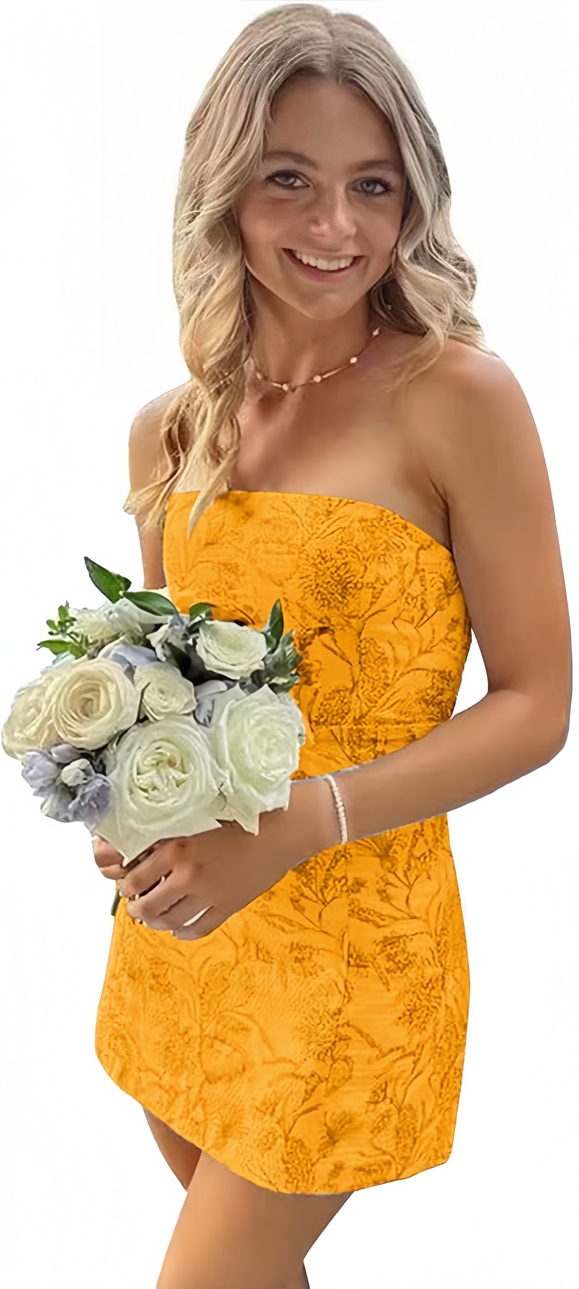 White Blue Floral Homecoming Dress - Strapless Short Bodycon Prom HZ0307