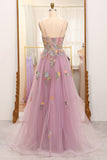 Blush Straps Floral Embroidered A-line Long Formal HZ0307