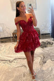 New Style Luxury Sequin Lace Homecoming Dresses Off The Shoulder Mini Party HZ0307