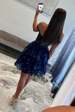 New Style Luxury Sequin Lace Homecoming Dresses Off The Shoulder Mini Party HZ0307
