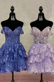 New Style Luxury Sequin Lace Homecoming Dresses Off The Shoulder Mini Party HZ0307