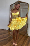 Yellow Homecoming Dress Floral Homecoming Cocktail HZ0307