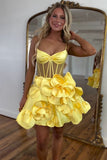 Yellow Homecoming Dress Floral Homecoming Cocktail HZ0307