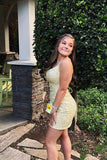 Yellow Lace Homecoming Dresses Tight For Teens, HZ0307