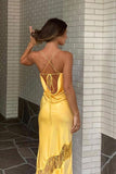 Fast Delivery Yellow Lace Sheath Long Prom HZ0307