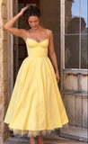 Yellow Prom Dresses Spaghetti Straps Party Dress A-line Senior Prom HZ0307